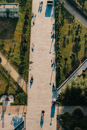 Aerial view of seaside park and promenade in Batumi, Georgia