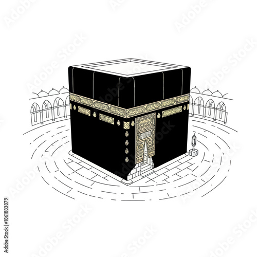Kaaba Sacred Islamic Cube Building Mecca Illustration