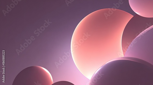 Wallpaper Mural Soft Glowing Spheres in Shades of Pink and Purple Against a Gradient Background Torontodigital.ca