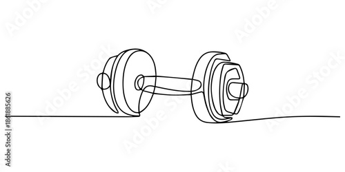 Dumbbell continuous one line drawing minimalist vector isolated flat sketch illustration, Drawing of dumbbell in continuous single line style.one line  vector illustration with out white background.