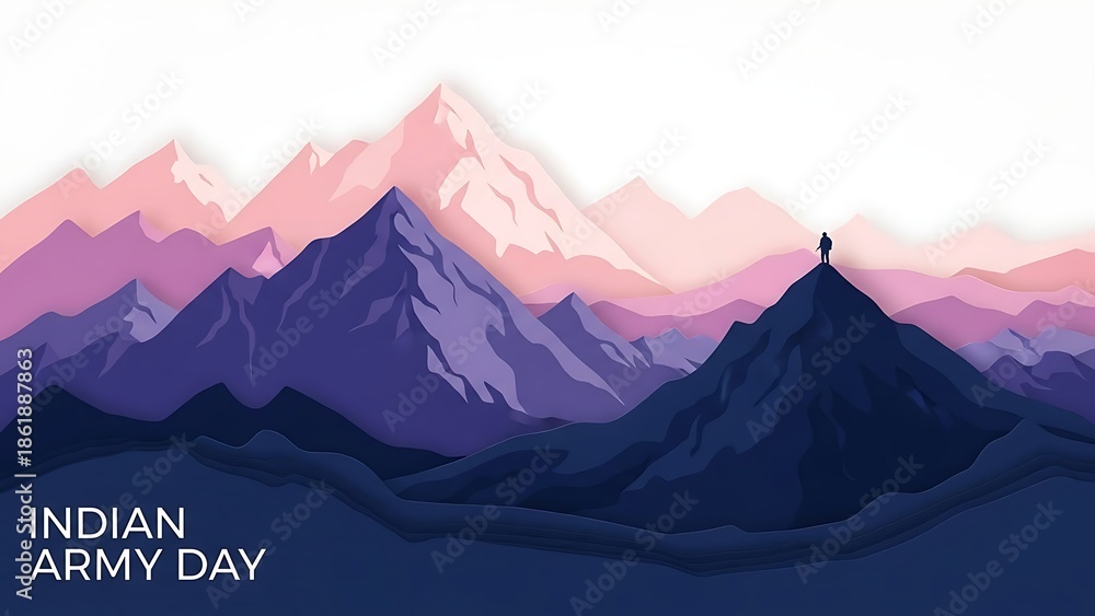Fototapeta premium Indian army day illustration with mountain landscape