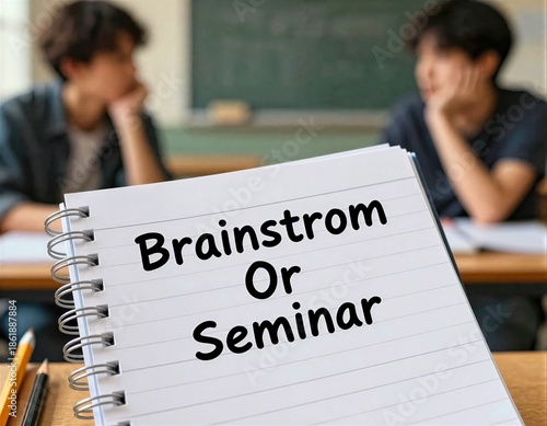 Notepad With Brainstorm or Seminar Notes Next to Student in Classroom
