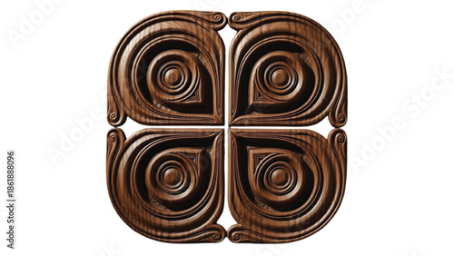 Four Intricately Carved Wooden Whisks with Spiral carved wood