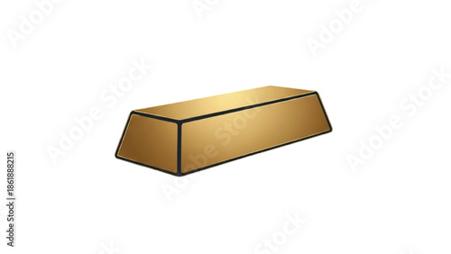 Golden Bar with Black Edges on White Background shiny
