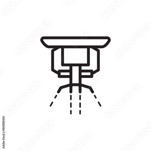 Industrial fire sprinkler icon featuring an automatic ceiling-mounted head with water spray, symbolizing emergency fire suppression, building safety systems, and facility risk management.