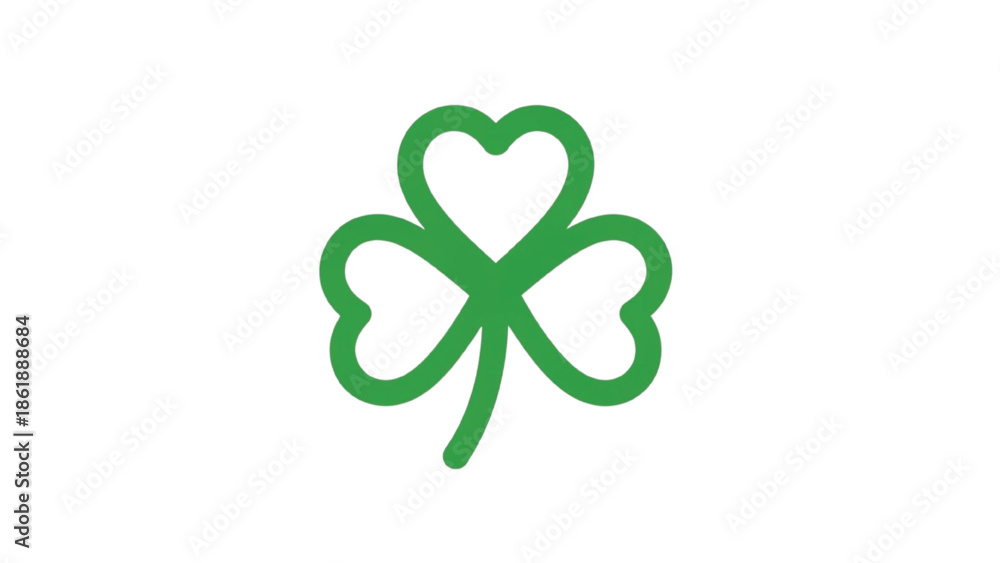 Fototapeta premium Green Shamrock Symbol on White Background clover luck