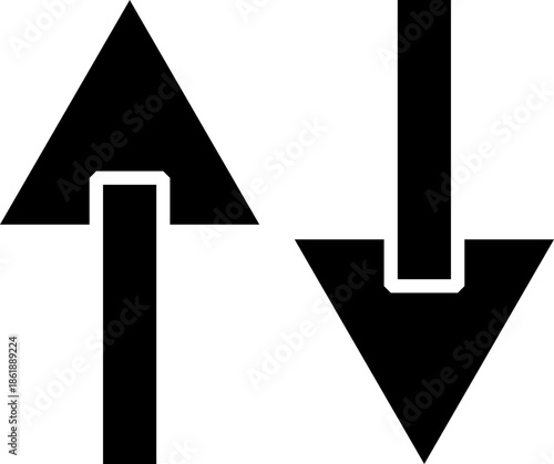 Up Down Arrow Icon - Minimalist Symbol of Upload, Download, Increase, and Decrease for UI and Data Flow