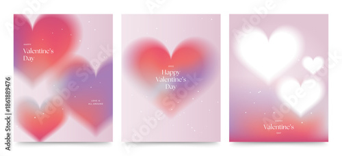 Valentines Day Flyer Poster Template in Modern Y2K Style, Pink Hues with Blurred Love Heart Concept