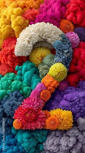 Art-driven 3D number 2 abstract colorful material pure white backdrop creative lighting dust haze frontal view, Realistic Photo