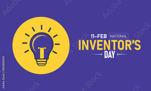 National Inventors Day Poster Banner and Background Design Template Featuring Thomas Edison Light Bulb Patent Gear Innovation Symbols Illustration for February 11 Creativity Celebration Theme