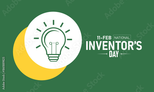 National Inventors Day Poster Banner and Background Design Template Featuring Thomas Edison Light Bulb Patent Gear Innovation Symbols Illustration for February 11 Creativity Celebration Theme