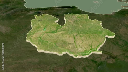 Guarico, region of Venezuela, extruded on the map. Map animation