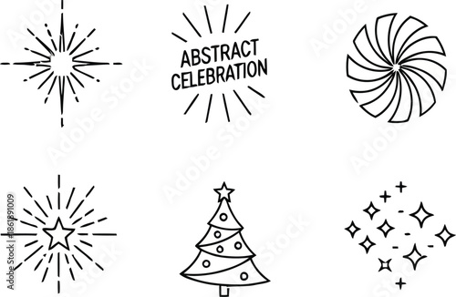 30 Abstract celebration elements set with star and tree 40