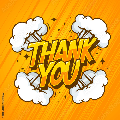 Thank you text comic pop art 