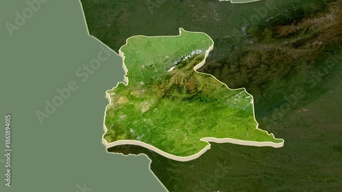 Tachira region, Venezuela, extruded on the map