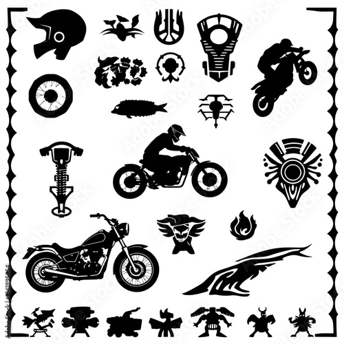 Motorcycle Silhouette Icons Set