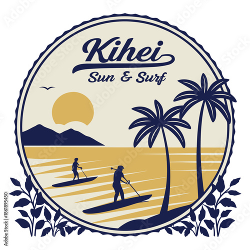 Kihei Retro Surf Scene – Paddleboarding at Dusk
