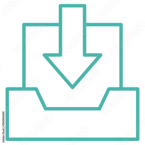 Flat Colored Inbox Icon for Communication and Interaction