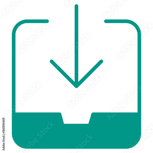 Flat Colored Inbox Icon for Communication and Interaction