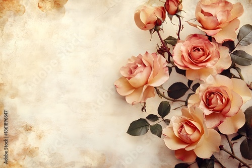 Vintage roses textured paper high resolution picture