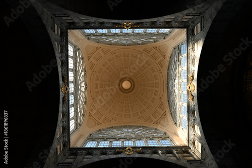 Details of antwerp central station. Details of roof, entrance, ceiling and concourse.