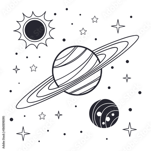 Abstract Cosmic Texture with Nebula Stars and Deep Space Planets