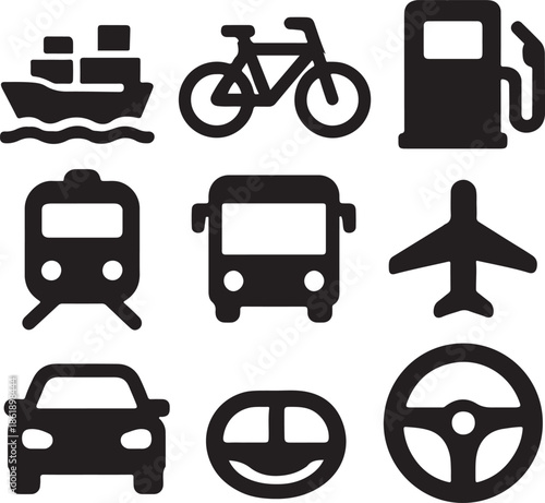 Transportation and Travel Icon Set