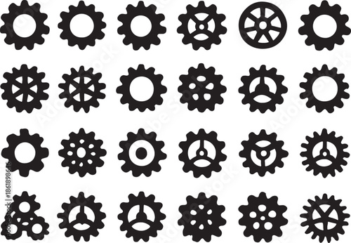 Mechanical Gear and Cogwheel Icon Set