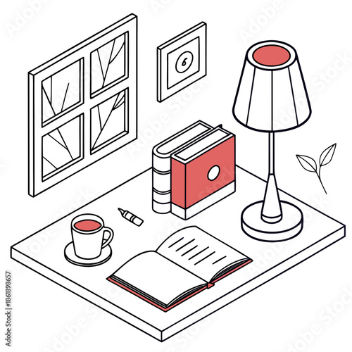 Abstract Lifestyle Scene with Simplified Daily Life Objects