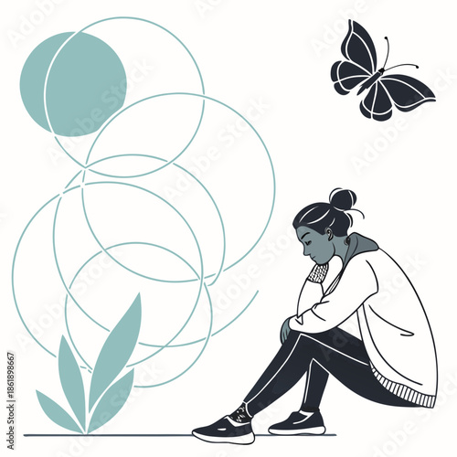 Emotional Abstract Composition with Soft Flowing Curves