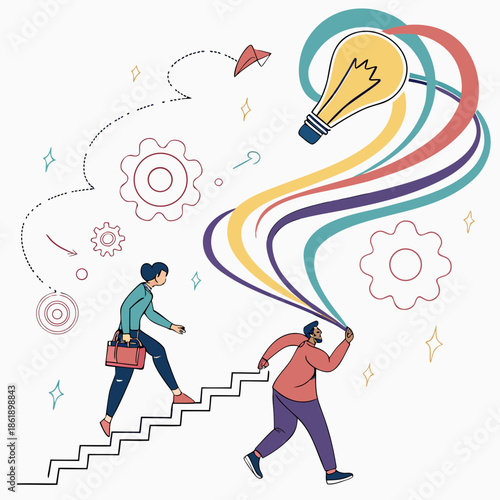 Creative Thinking Illustration, Abstract Idea and Imagination