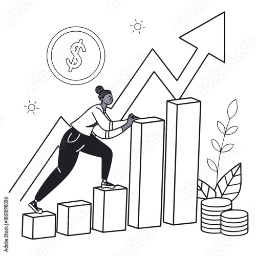 Finance and Growth Concept, Abstract Upward Curve and Arrows