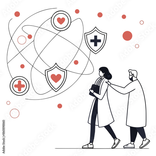 Abstract Healthcare Concept with Car Symbol, Medical Tech Illustration