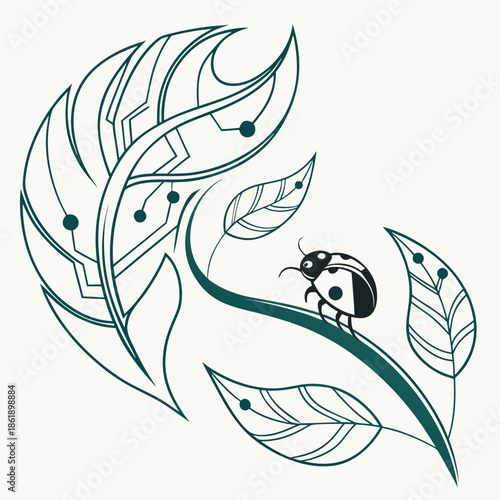 Technology Meets Nature, Organic Abstract Digital Design