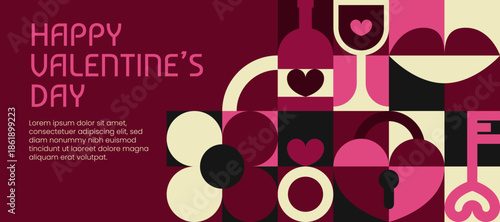 Modern Valentine’s Day Poster with Abstract Romantic Pattern