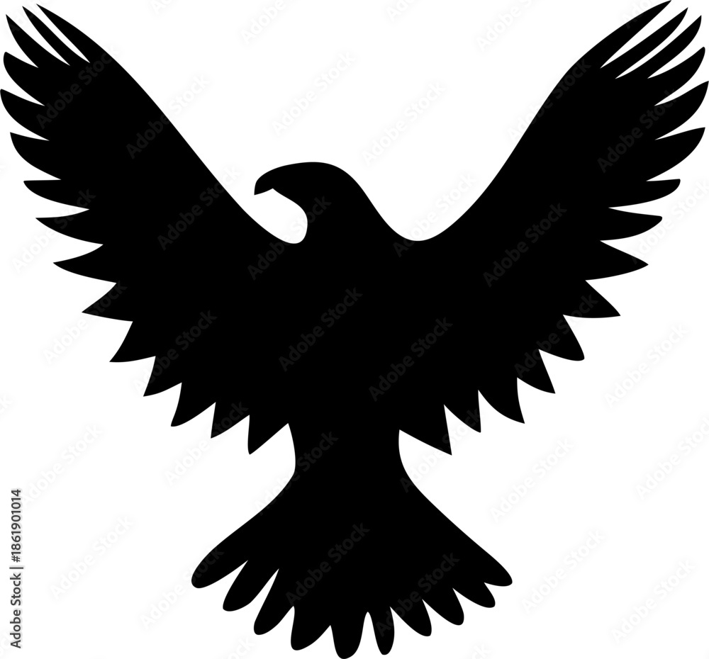 Fototapeta premium Eagle Silhouette Flying in Sky – Powerful Freedom Bird Symbol