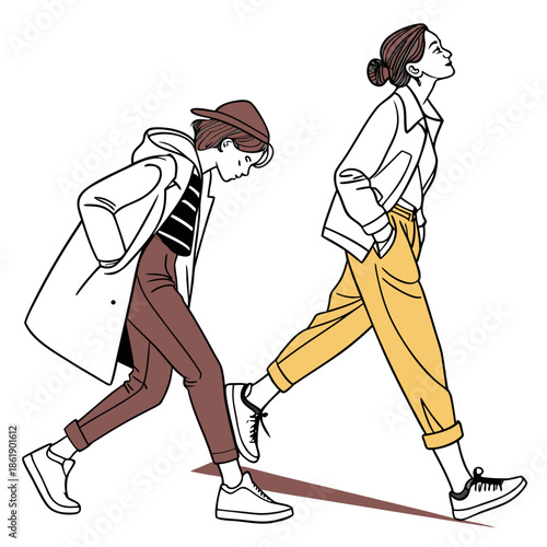 Modern Fashion Sketch with Dynamic Clothing Pose