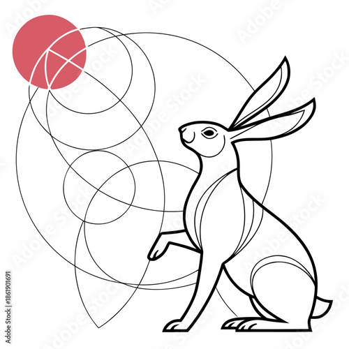 Geometric Animal Illustration with Abstract Proportions and Symmetry
