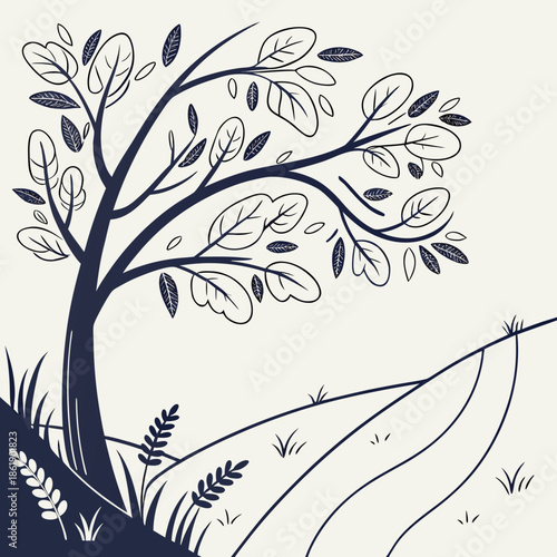 Hand Crafted Style Illustration with Imperfect Organic Line Art