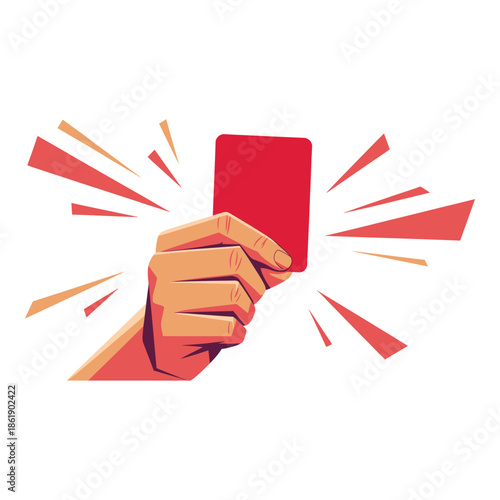 Hand holding red card with explosive effect