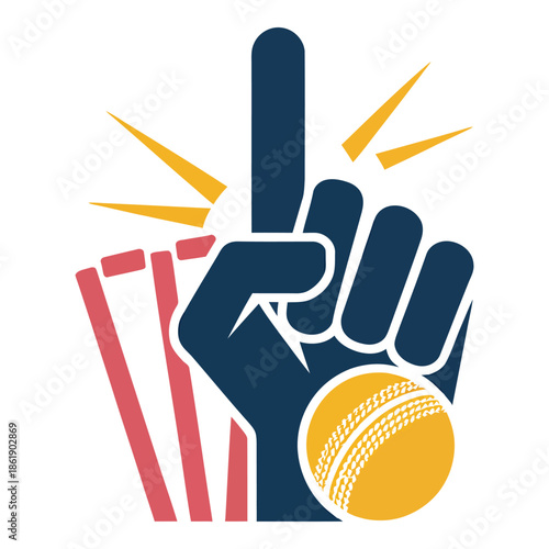 Cricket ball caught by hand with celebratory gesture