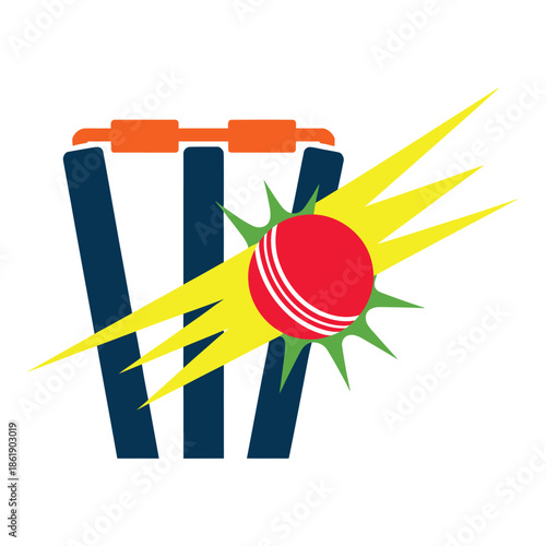 Cricket ball hitting wickets with force