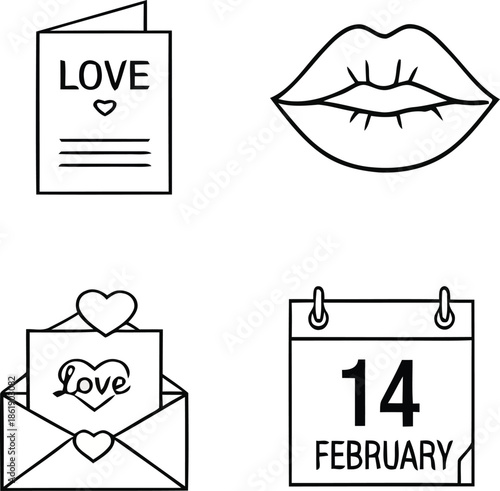 happy Valentines Day 14 feb elements collection 