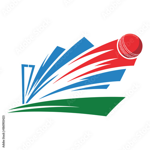Cricket ball logo design with colorful strokes