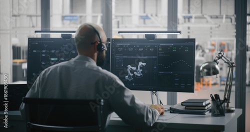 Foto Engineer on Headset Controlling 3D Automation Model