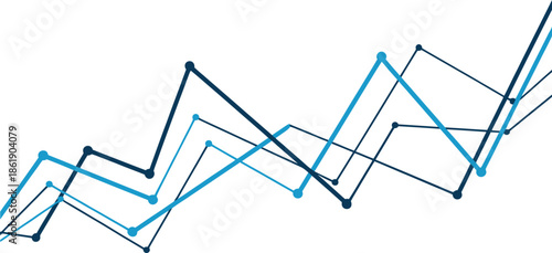 Abstract dynamic stock market line graph showing fluctuating financial trends and data movement with multiple intersecting blue paths
