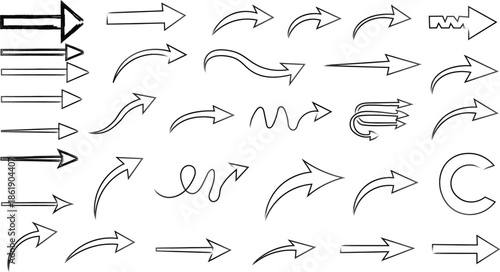 Hand drawn doodle arrows collection creative sketchy icons