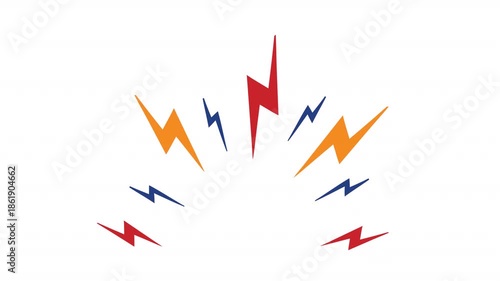 Lightning array. Electrical explosion animation, alpha channel. Cartoon