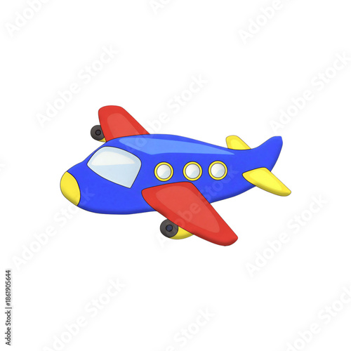 ErAirplane cartoon illustration with blue body and red wings