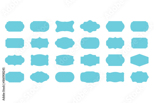 This set of abstract geometric vector backgrounds features a blank speech bubble icon and business communication elements like paper labels, chat stickers, and web dialog buttons for modern sign desig